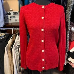 Briggs New York Vibrant Red Cardigan